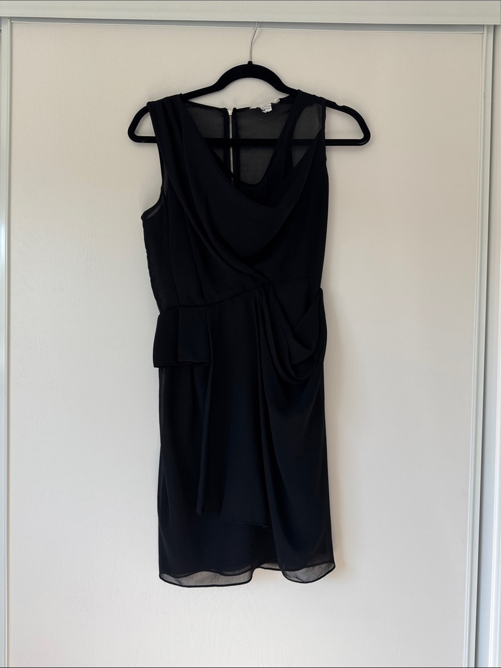 Diane Von Furstenberg Black Sleeveless Draped Mini Dress